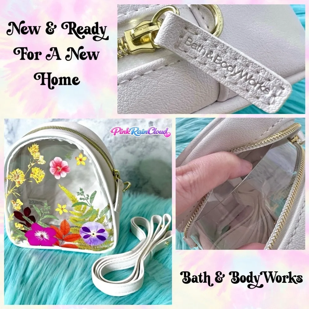 Bath & Body Works Clear Floral Mini Crossbody Bag PinkRainCloud